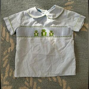 claire and charlie smocked frog top